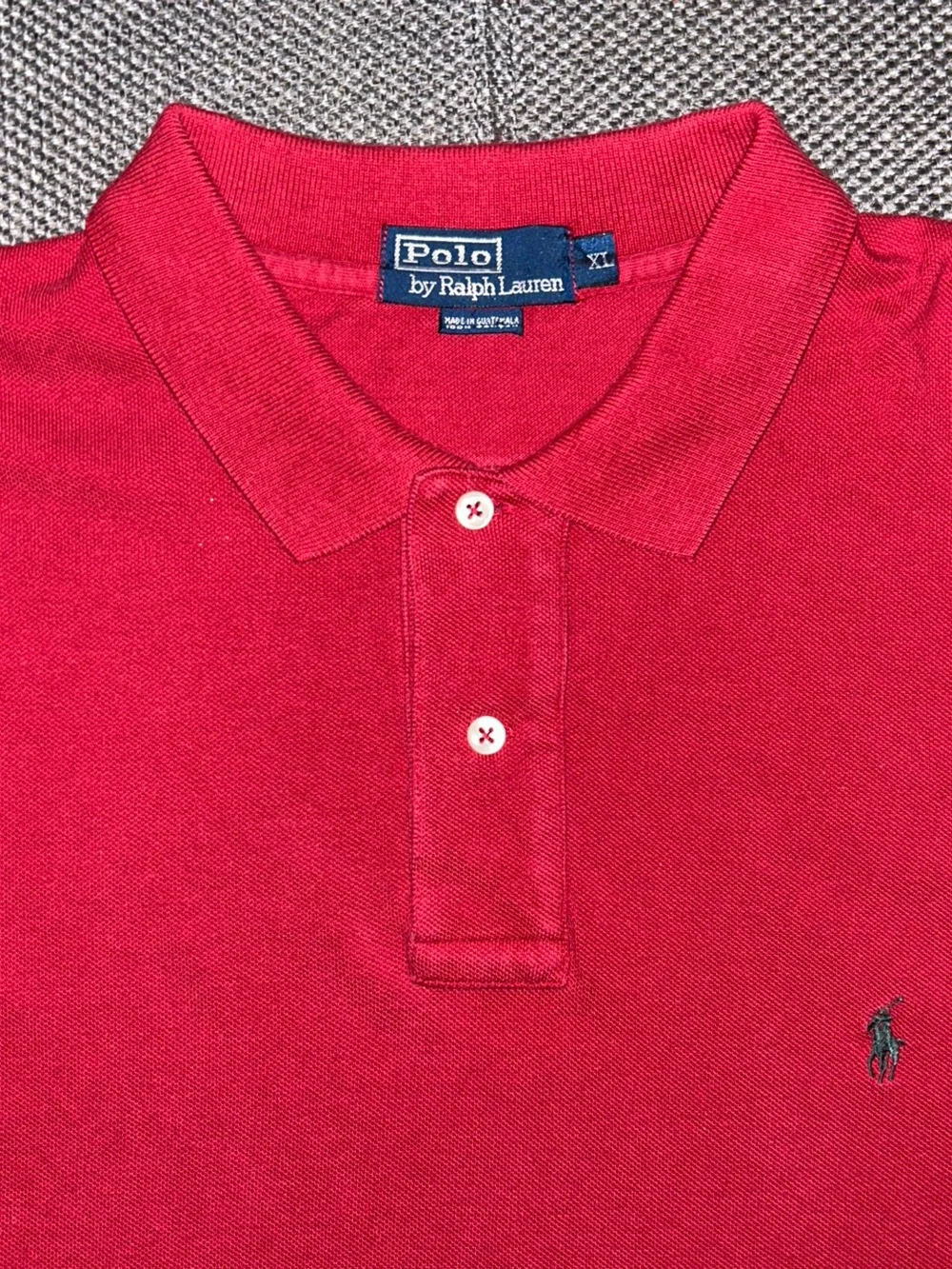 90s Polo by Ralph Lauren Red Short Sleeve Polo Shirt with Olive Green Pony